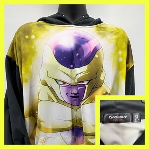 DYKHMILY Frieza Hoodie Mens 3XL Yellow Black Dragon Ball Z Graphic Pullover